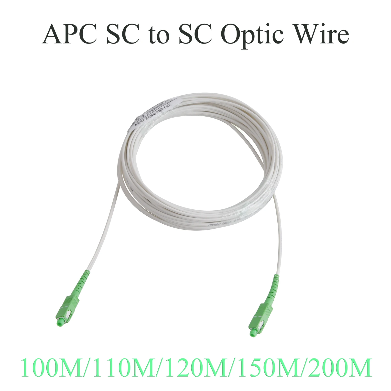 Cable de extensión de fibra óptica APC SC a SC, Cable de conexión de conversión interior monomodo de un solo núcleo, 100M/110M/120M/150M/200M