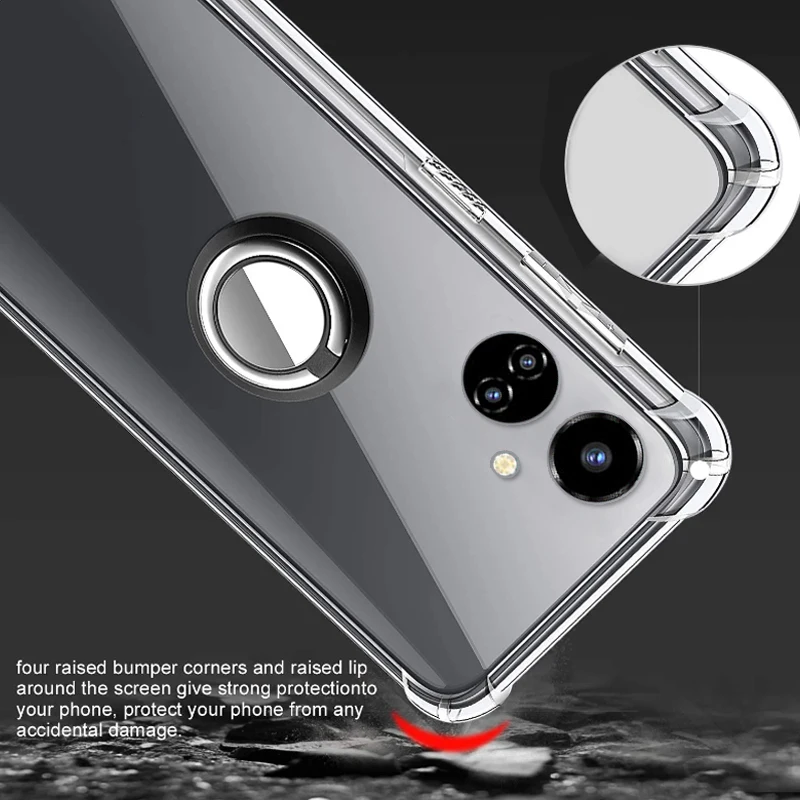 Funda con soporte de anillo para INFINIX, TECNO Camon 19 Pro, 18, 17, 16, 15 pro, soporte a prueba de golpes, funda de silicona suave transparente para teléfono - imagen 3