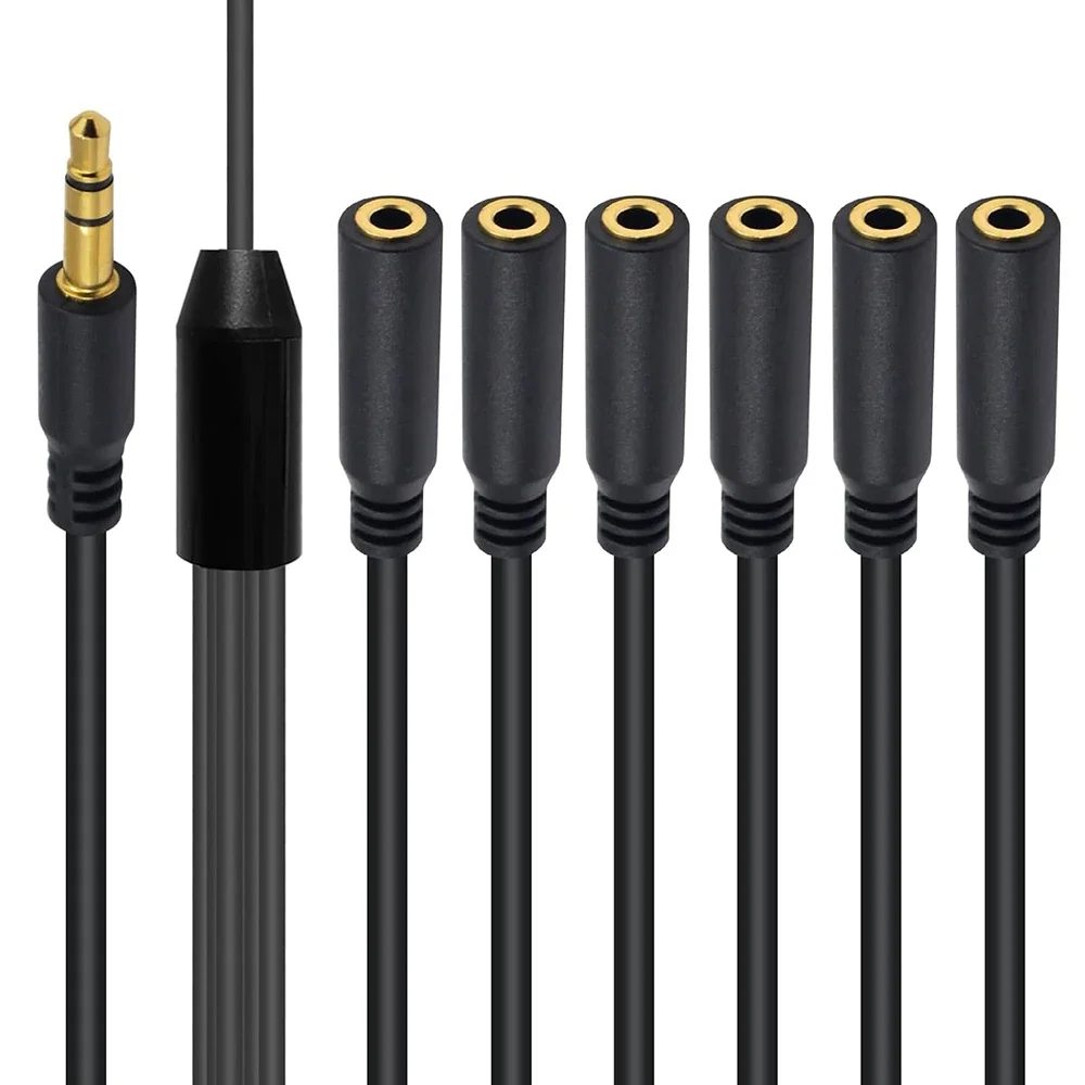 Cable de extensión de Audio estéreo TRS 3,5mm AUX, conector 3,5 TRRS 1/8 macho a hembra, 6 puertos, divisor de auriculares para PC y teléfono móvil