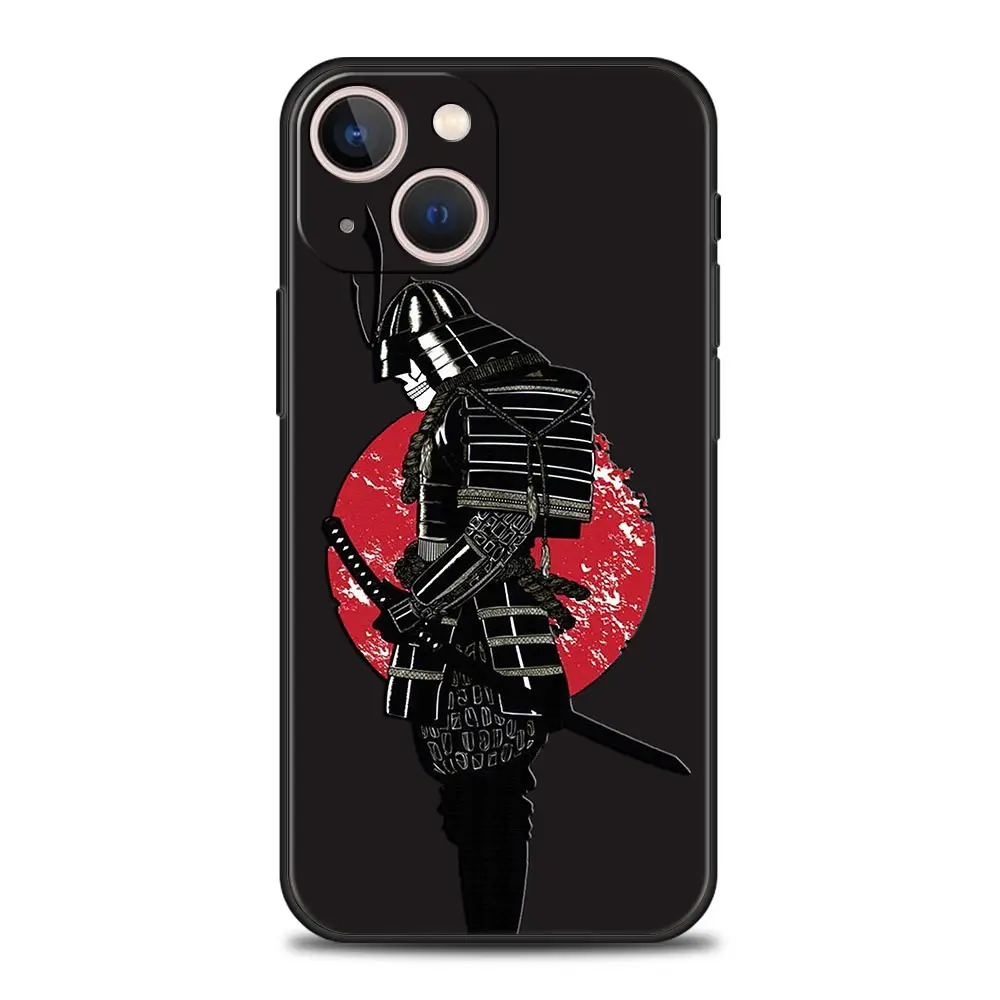 Pintura Japón Samurai Art funda de teléfono de lujo para iPhone 13 15 14 12 11 Pro MAX XR X SE XS 7 8 Plus funda negra de silicona suave - imagen 4
