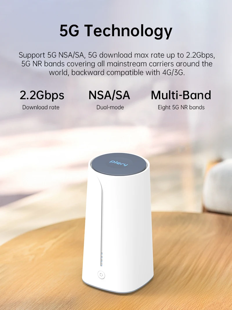 Plery 5G Router 3000Mbps CPE AX3000 WIFI6 puerto Gigabit enrutador Wifi inalámbrico 5G Modem enrutador repetidor amplificador con ranura para tarjeta Sim - imagen 2