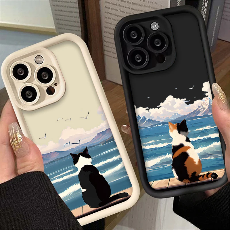 Funda suave para teléfono Samsung Galaxy S24 Ultra S23 FE S22 S21 Plus FE A54 A34 A14 A73 A53 A33 5G con diseño de gato bonito