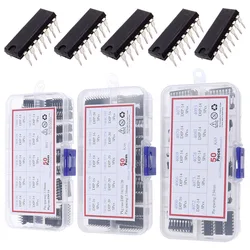 Kit surtido de chips de circuito integrado DIP SMD IC, caja de enchufes IC, serie IC lógica CMOS común