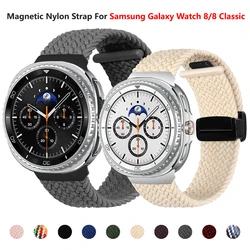 Correa magnética para Samsung Galaxy Watch 8, 44mm, 40mm, pulsera de nailon de repuesto para Galaxy Watch 8, accesorios clásicos de 46mm