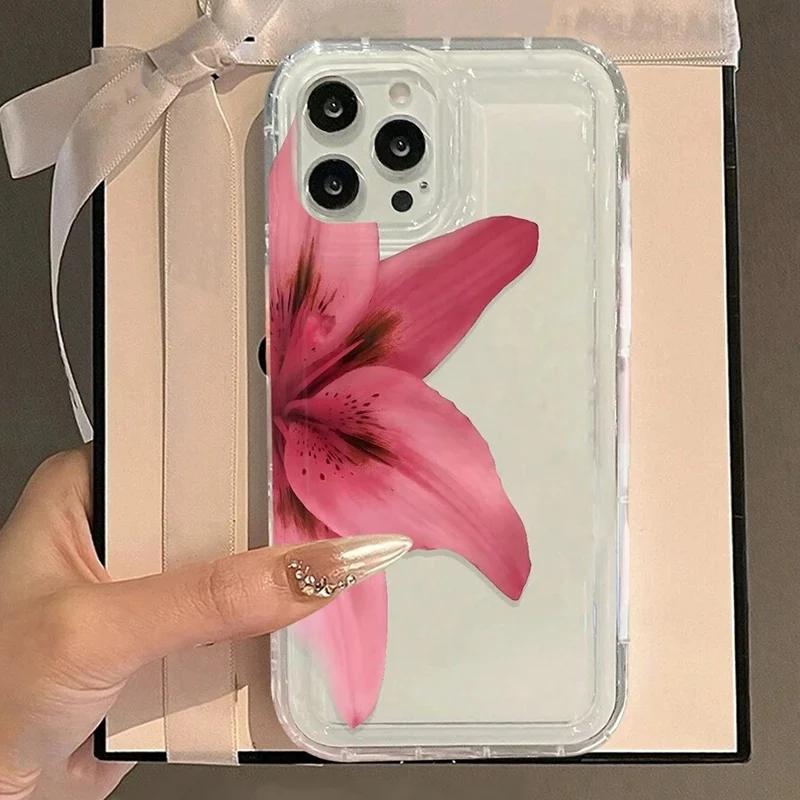 Funda de teléfono transparente con estampado de flor de lirio realista para iPhone 16 15 14 13 12 11 17 Air Pro Max XS XR X 7 8 Plus 16E cubierta a prueba de golpes - imagen 5