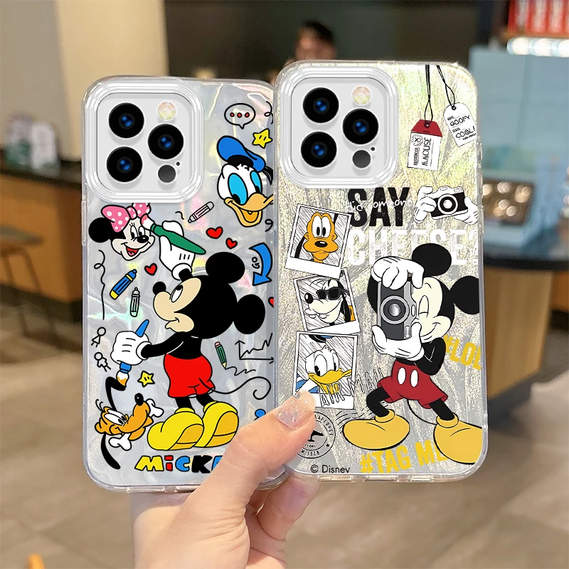 Funda de dibujos animados de Mickey Mouse de Disney para iPhone 16 Pro Max, funda antideslizante con purpurina 15 14 13 12 11 8 7 6 Pro Max Plus XS XR - imagen 2