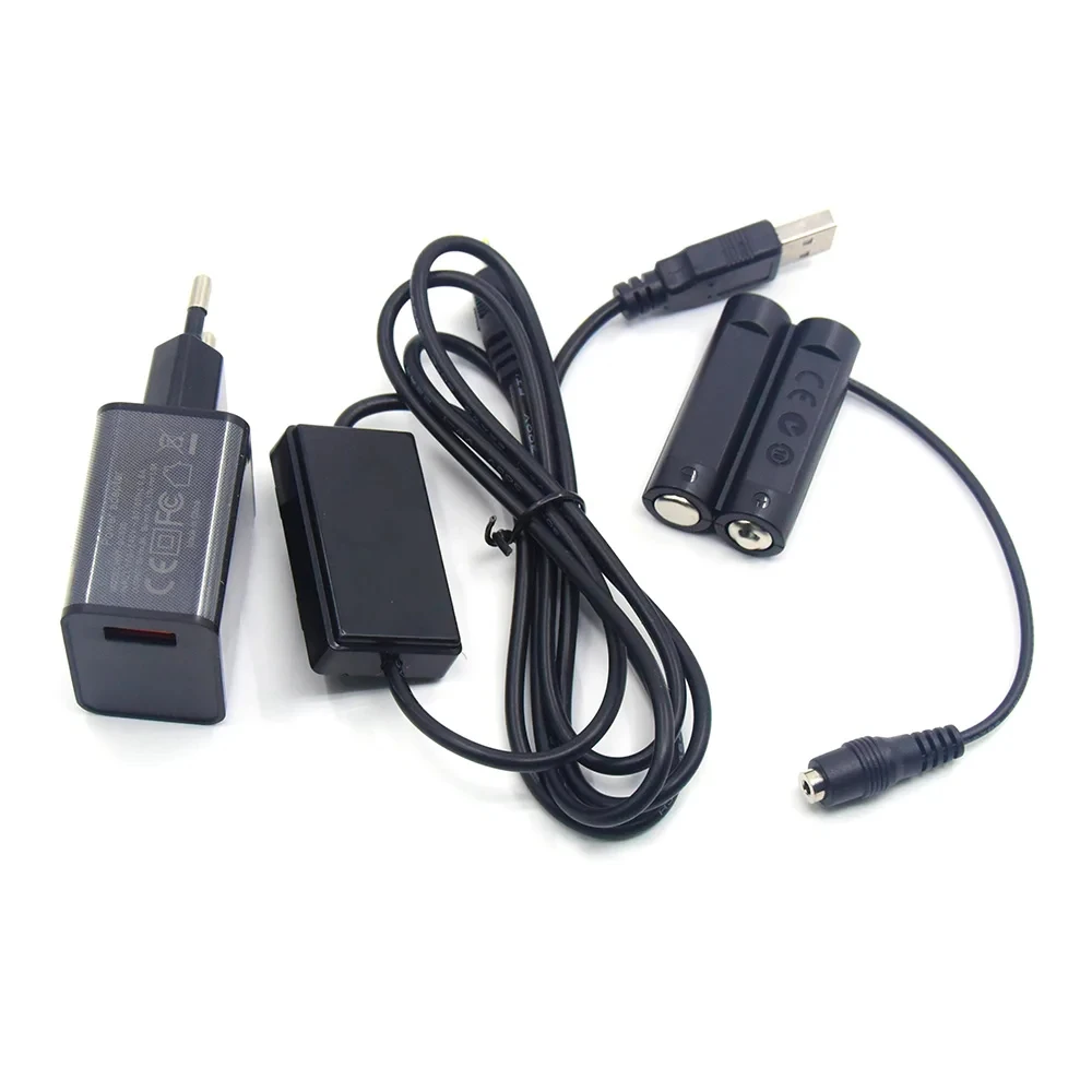 Batería simulada AA DR-DC10 acoplador CC Cable USB CC QC 3,0 Kit de cargador para cámara Canon A800 A810 A1400 SX150IS SX160IS