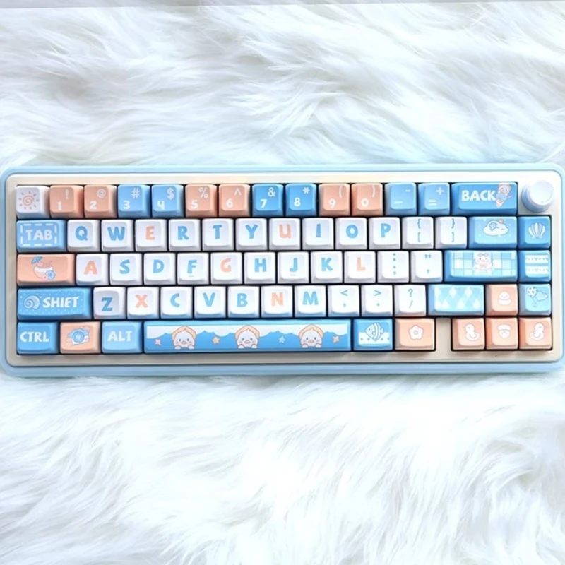 Teclas de pato costero azul, teclas originales de perfil MDA 6.25U PBT para teclado mecánico, tapa de tecla Kawaii personalizada con personalidad