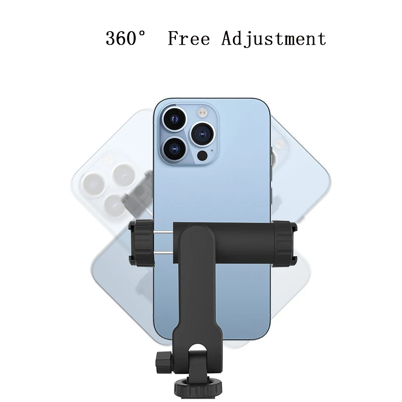 Soporte para teléfono móvil, adaptador de montaje para trípode Vlog con zapata fría, 1/4 orificios de tornillo para teléfono inteligente, vídeo Vlogging, micrófono de luz LED - imagen 4