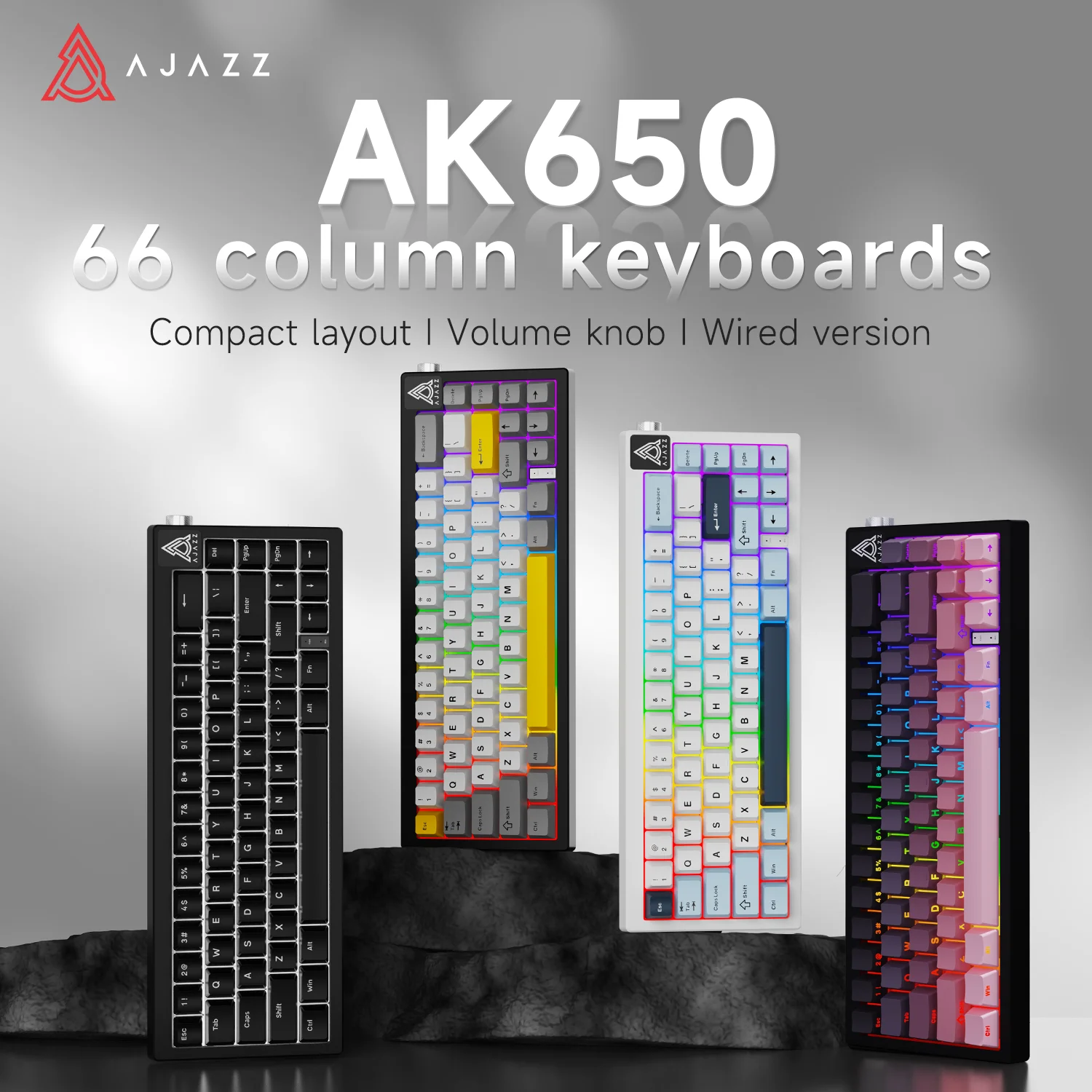 Nuevo Teclado mecánico inalámbrico AJAZZ AK650, Bluetooth, modo Triple, junta de juego personalizada con pantalla, regalo con cable para videojuegos