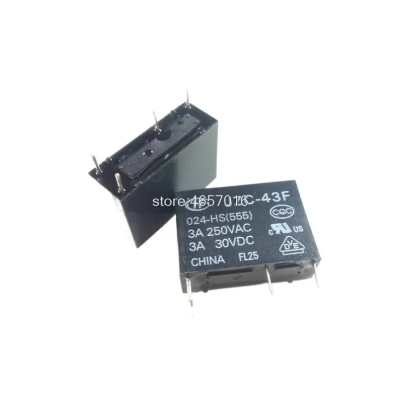 JZC-43F 012-HS 024-HS 4PIN 5A 12V 24V relé