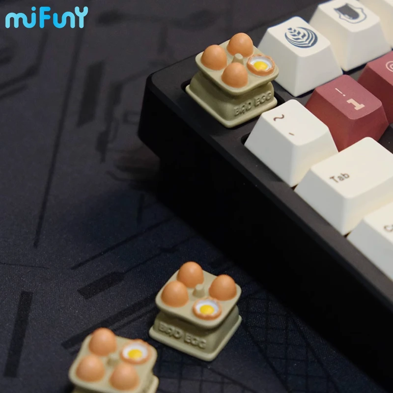 Tapa de llave de huevo de resina 3D artesanal, Linda tapa de teclado Original de dibujos animados, teclas personalizadas para teclado mecánico, accesorios de regalo - imagen 5