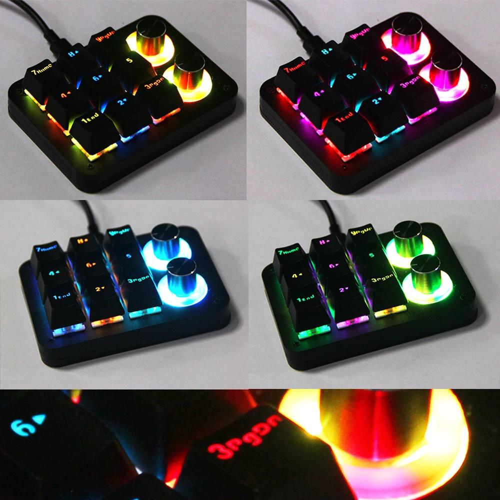 Teclado Vial Macropad con perilla, codificador de 9 teclas y 2 perillas, luz RGB, programable, PS, AR, Vol, Control de juegos, OSU - imagen 2