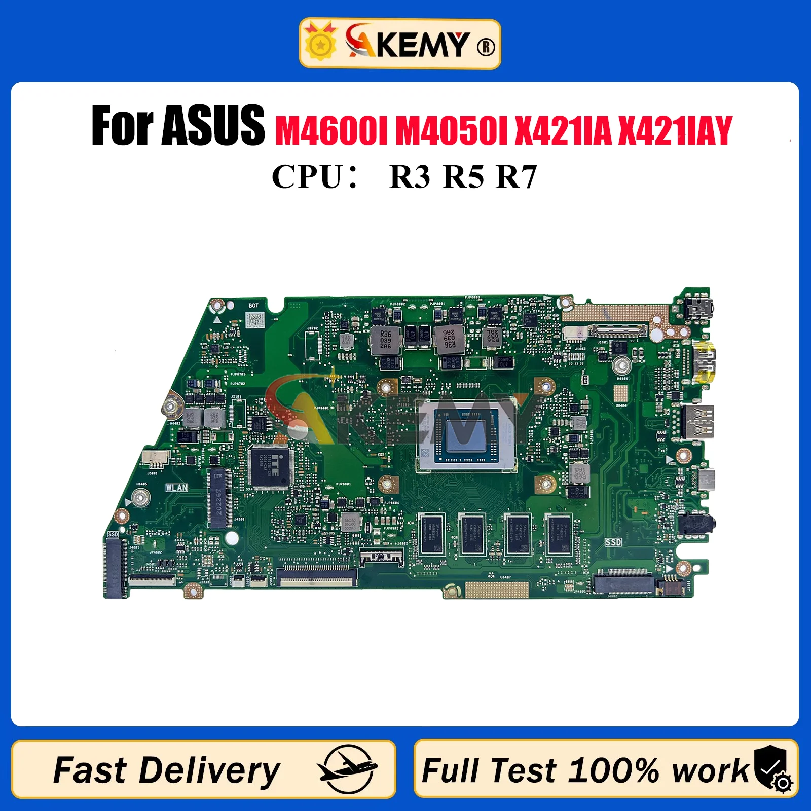 Placa base para ordenador portátil X421IA para ASUS VivoBook X421I M4600I M4050I R421I X421IA X421IAY con CPU R3 R5 R7 100% pruebas OK