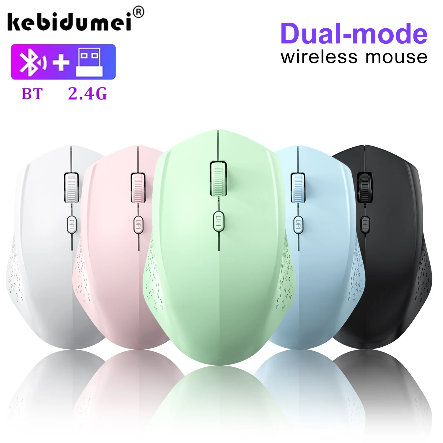Ratón inalámbrico Bluetooth 5,2 de modo Dual, ratón silencioso de 2,4G, ratón para juegos recargable de 1600DPI para ordenador portátil, Win Mac OS