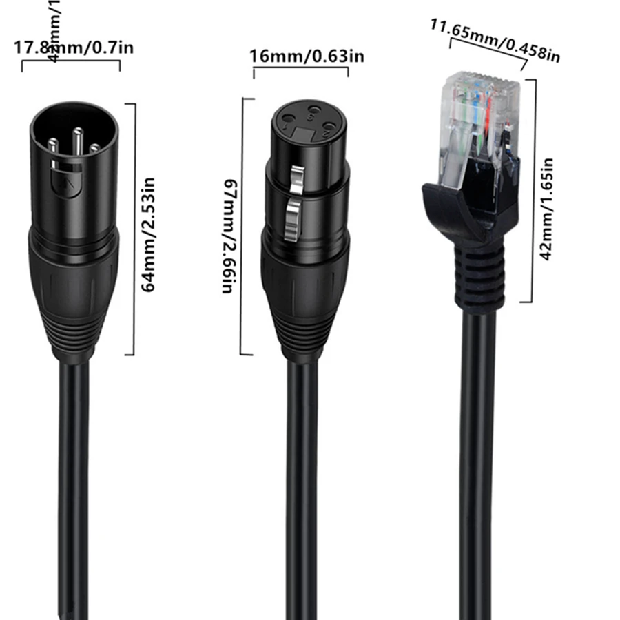 Adaptador XLR 3 Pines Hembra a RJ45 Macho FTP 4P Cat5e - imagen 3