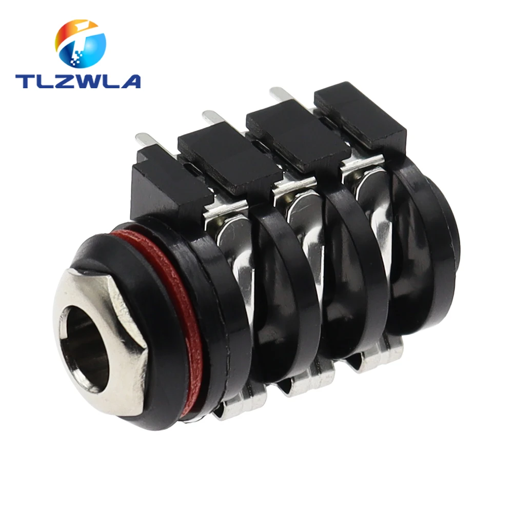 1 Uds 1/4 "6,35mm conector Jack de Audio estéreo 6,5mm PCB soldadura ángulo recto punta anillo manga TRS - imagen 4