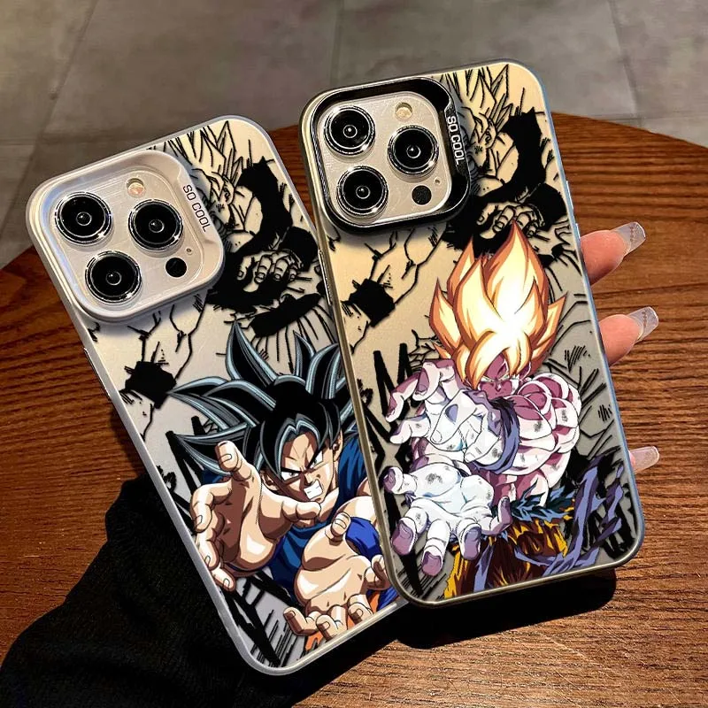 Anime d-dragon Ball Cool Saiyan para iPhone 17 16 15 14 13 12 11 Air Pro Max Plus Mini funda de teléfono plateada colorida