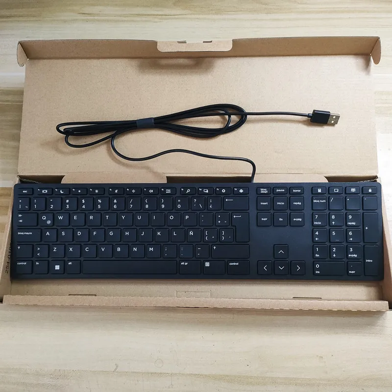 Teclado de escritorio con cable de diseño latino 320K para teclado de oficina HP USB - imagen 5