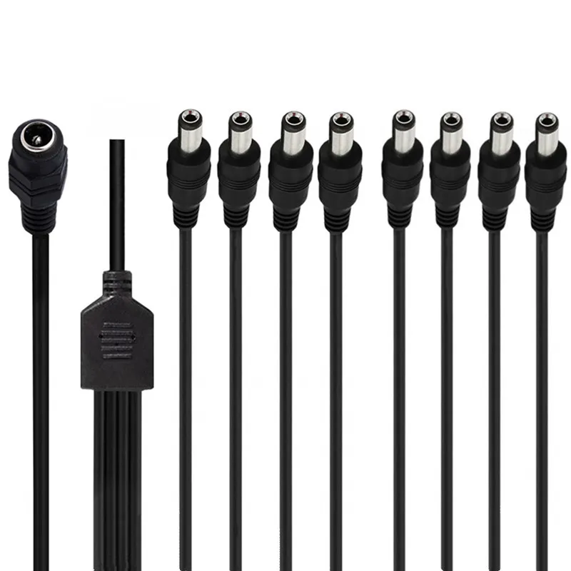 5,5mm x 2,1mm 1 a 2/3/4/5/6/8 vías 5V 12V 24V DC Cable de alimentación divisor macho hembra Cable conector para tira de LED cámara CCTV - imagen 5