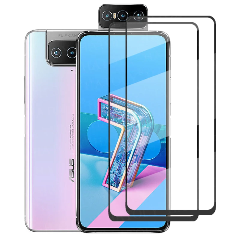 Para vidrio Asus Zenfone 7 Pro ZS671KS cubierta completa de vidrio templado Zenfone 6 7 Pro 8 Protector de pantalla abatible para Aus 7 Pro ZS671KS