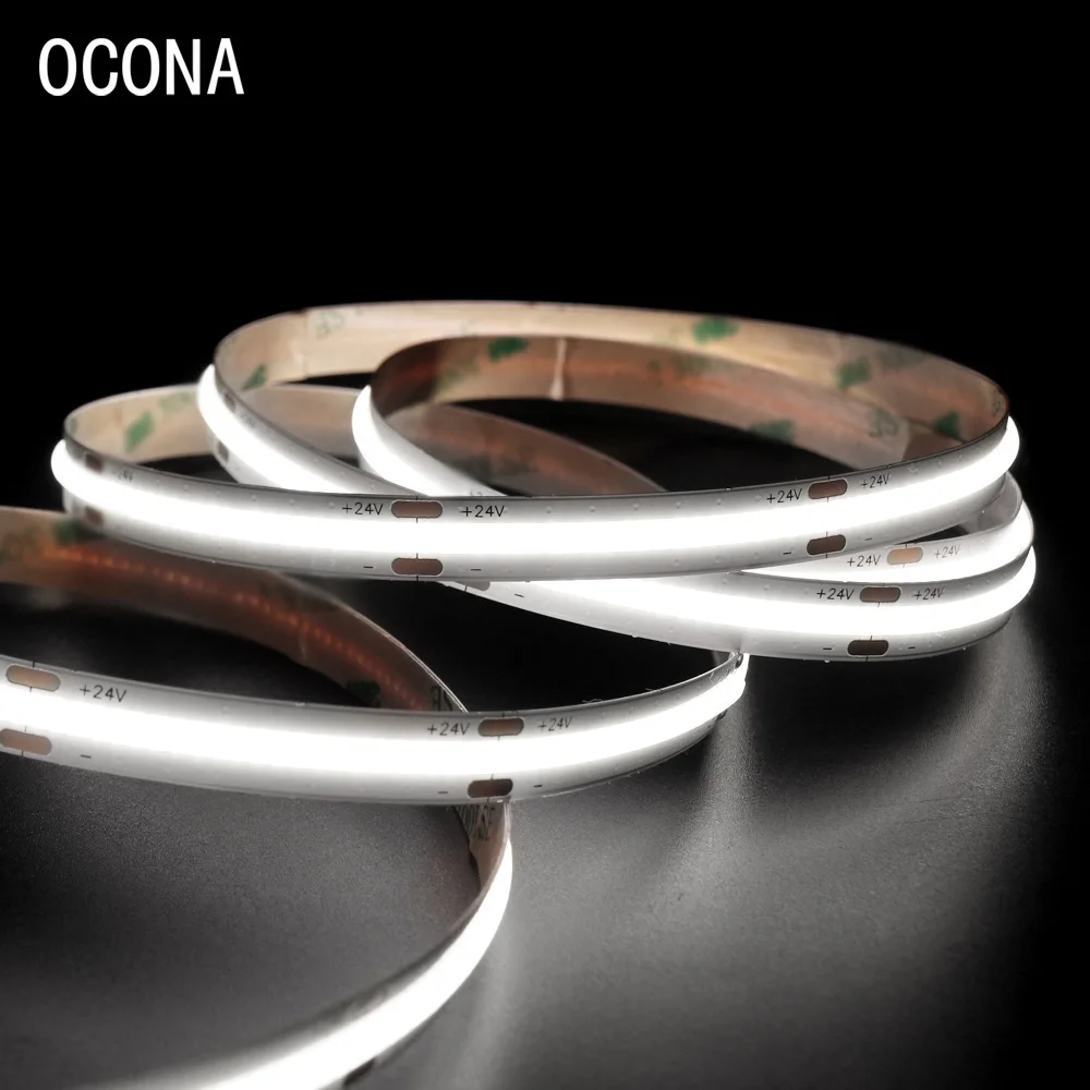 Tira de luces LED COB de alto brillo, cinta lineal blanca fría uniforme, luz de trabajo de 10mm 5000K regulable 12V/24V CRI90, calidad superior - imagen 5