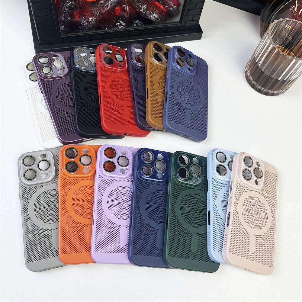 Funda de teléfono magnética para PC con revestimiento de disipación de calor para iPhone 16 15 14 13 12 11 Pro Max de lujo para cubierta de carga inalámbrica Magsafe - imagen 4
