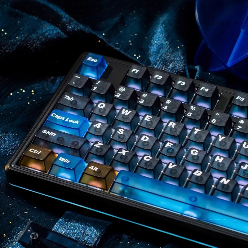 Juego de teclas de PC de bosque nocturno de 154 teclas, tapa de tecla negra transparente de niebla esmerilada para teclado mecánico, teclas de perfil de cereza personalizadas - imagen 5