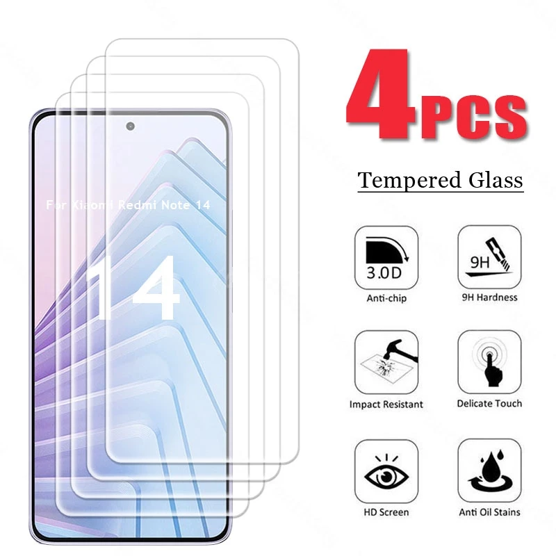 Para Xiaomi Redmi Note 14 vidrio antiarañazos Redmi Note 14 película protectora de pantalla de vidrio templado Redmi Note 14 película templada de vidrio
