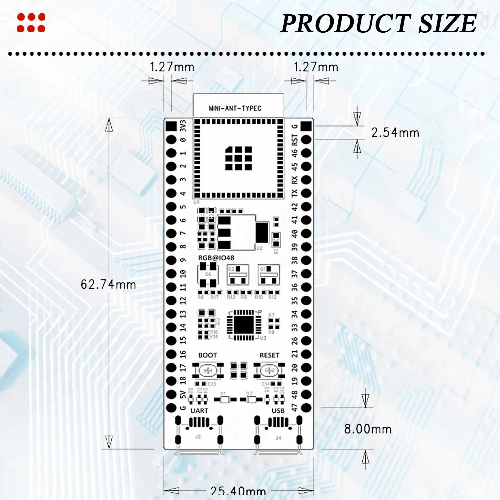 ESP32-S3-DevKitC-1 Placa de desarrollo BT 2,4G módulo Wifi para Arduino 8MB PSRAM 16MB FLASH N16R8 44Pin CP2102 tipo C ESP32 S3 - imagen 3