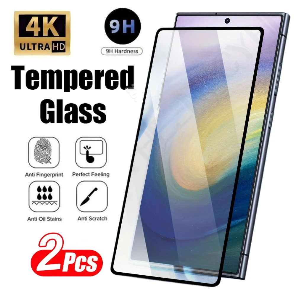 2 uds cubierta completa de vidrio templado HD para Samsung Galaxy S25 S24 S23 Ultra S20 S22 Plus Protector de pantalla para Samsung Npte 20 10 9 8