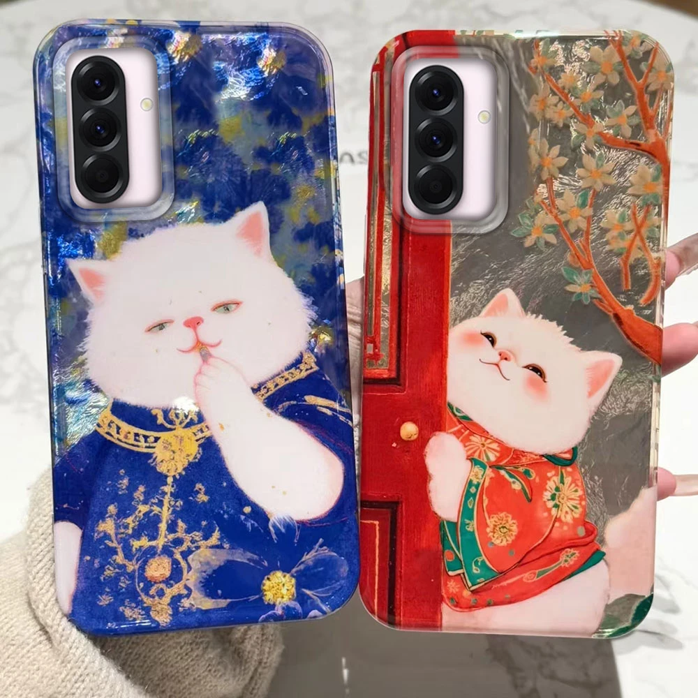 Funda de teléfono transparente a prueba de golpes con diseño de gato para Samsung Galaxy A56 A07 A17 A55 A36 A26 A16 A53 A06 A14 A24 A34 A54 A15 A12 - imagen 2