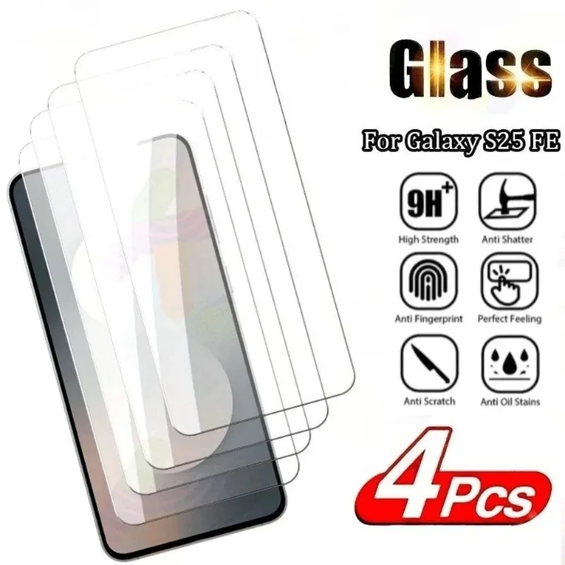 Protector de pantalla Ultra HD para Samsung Galaxy S25 S24 S23 Ultra S22 S21 Plus S25 Edge S23 S24 FE 9H, película de vidrio de dureza, 4 Uds.