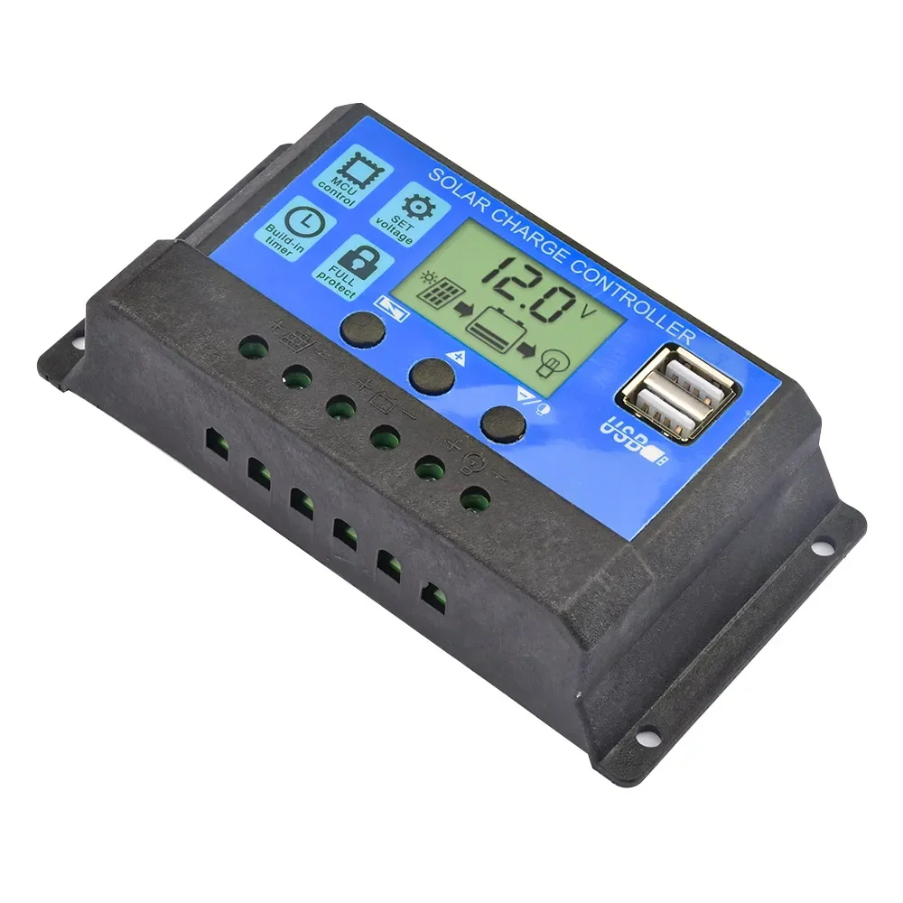 Controlador de carga solar 12V/24V PWM 10A 30A con ajuste de temporizador de pantalla LCD ajustable - imagen 2