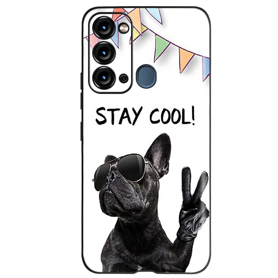 Funda protectora de silicona para teléfono móvil, carcasa suave de TPU negra con diseño de girasol y gato a la moda para ITEL S17 S 17 S661W - imagen 3