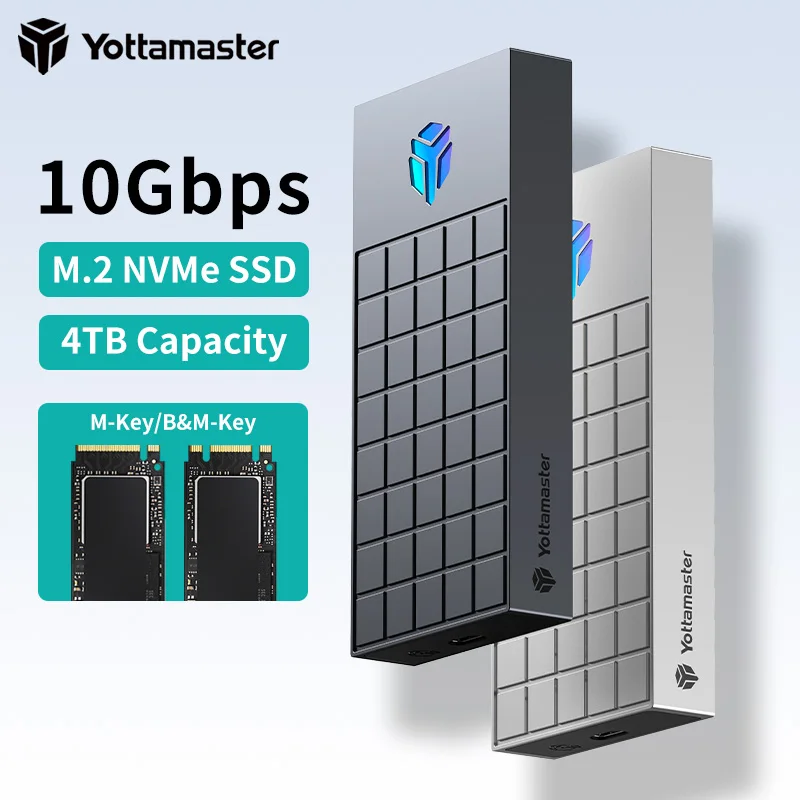 Yottamaster-carcasa SSD M.2 NVMe, caja de almacenamiento externo, 10gbps, M2, NVMe, USB3.1, Gen2, 10gbps, UASP, 4TB de capacidad