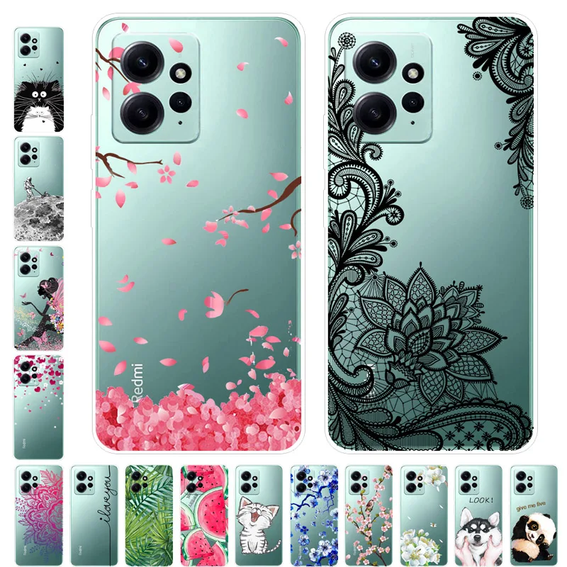Funda de silicona TPU para Xiaomi Redmi Note 12, carcasa transparente con dibujos animados, 4G, 2023