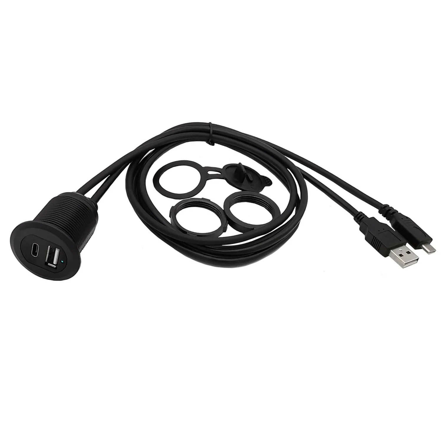 Cable de extensión impermeable tipo c USB 2,0 macho a hembra AUX para coche, camión, panel de tablero de motocicleta marina, 1m/2m - imagen 3
