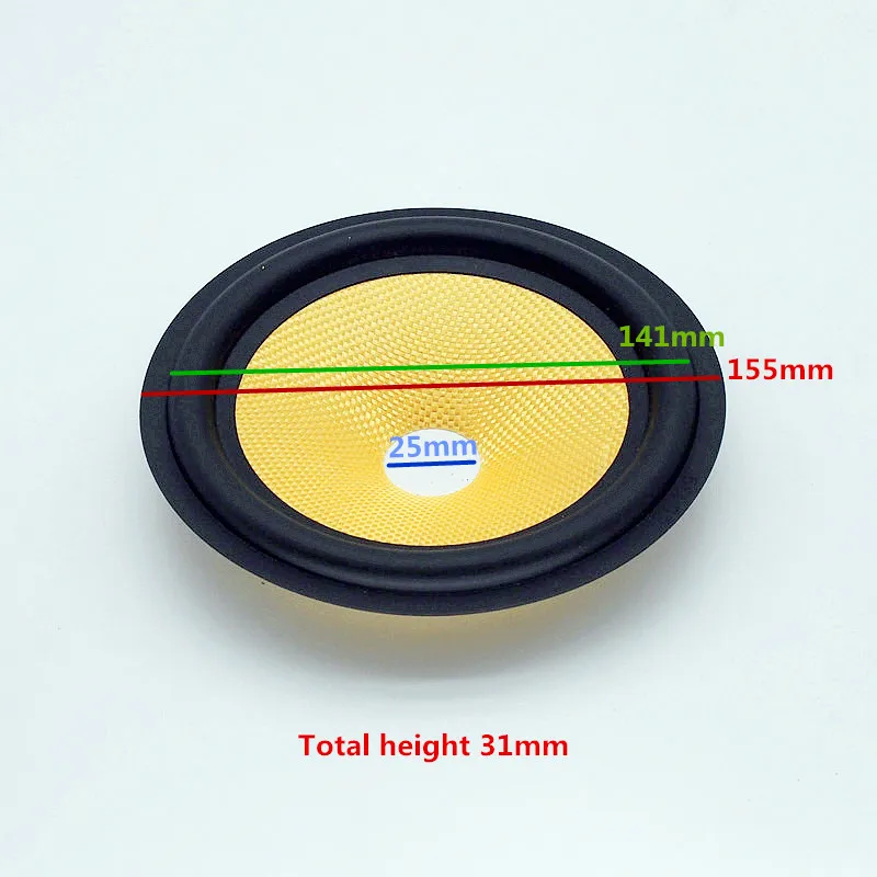 Cono de fibra de altavoz Woofer, Kit de reparación envolvente de goma de 6,5/8 pulgadas, Color amarillo para estudio de cine en casa, sistema de grabación DIY, 1 ud. - imagen 5