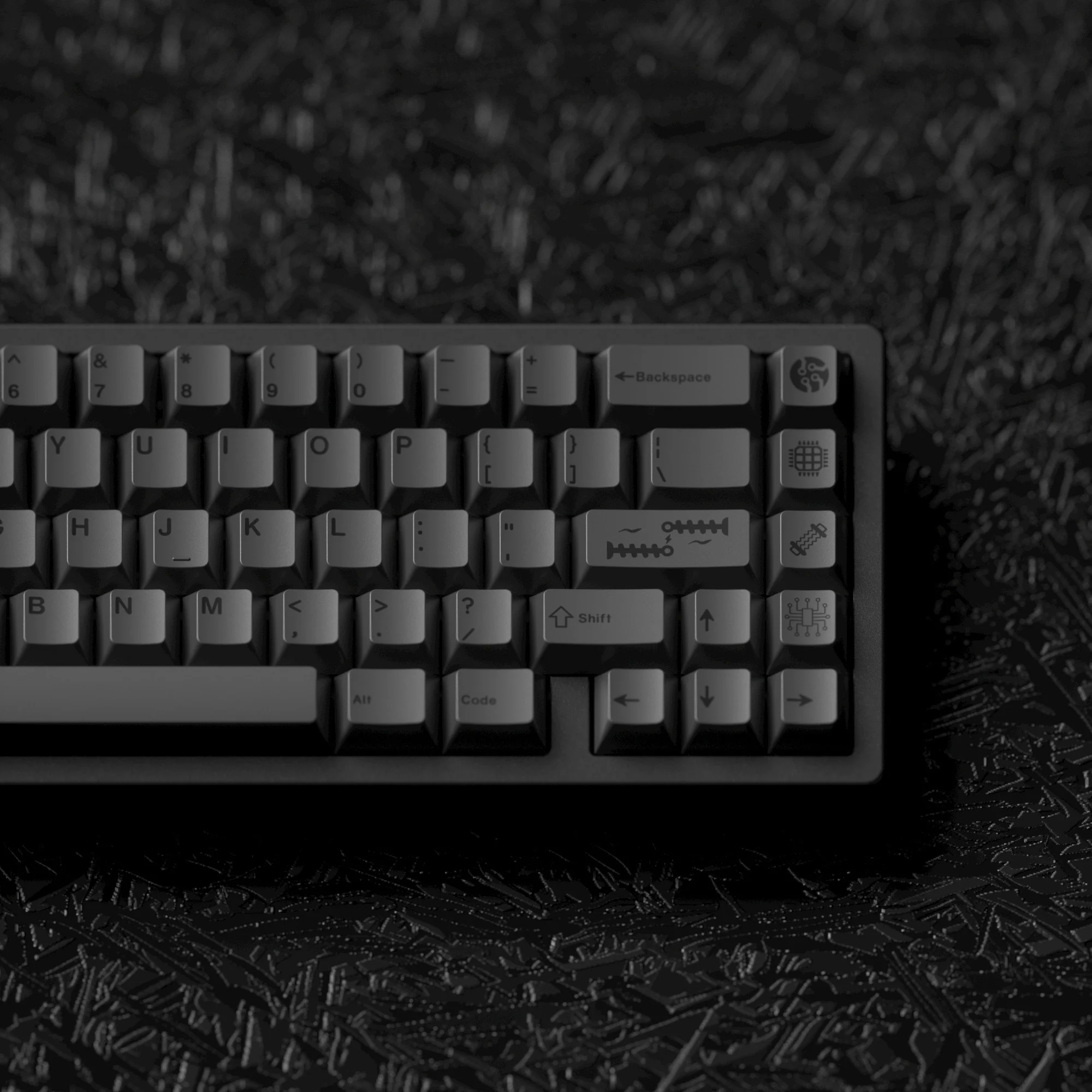 JKDK Studio GMK Dark Matter Keycaps, Minimall Black PBT Dye Subbed Key Cap, Cherry Profile, 68, 980, 75, 87, diseños - imagen 3