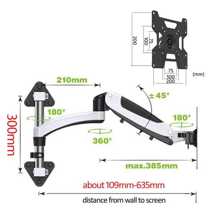 Soporte TV - Detalle del brazo articulado