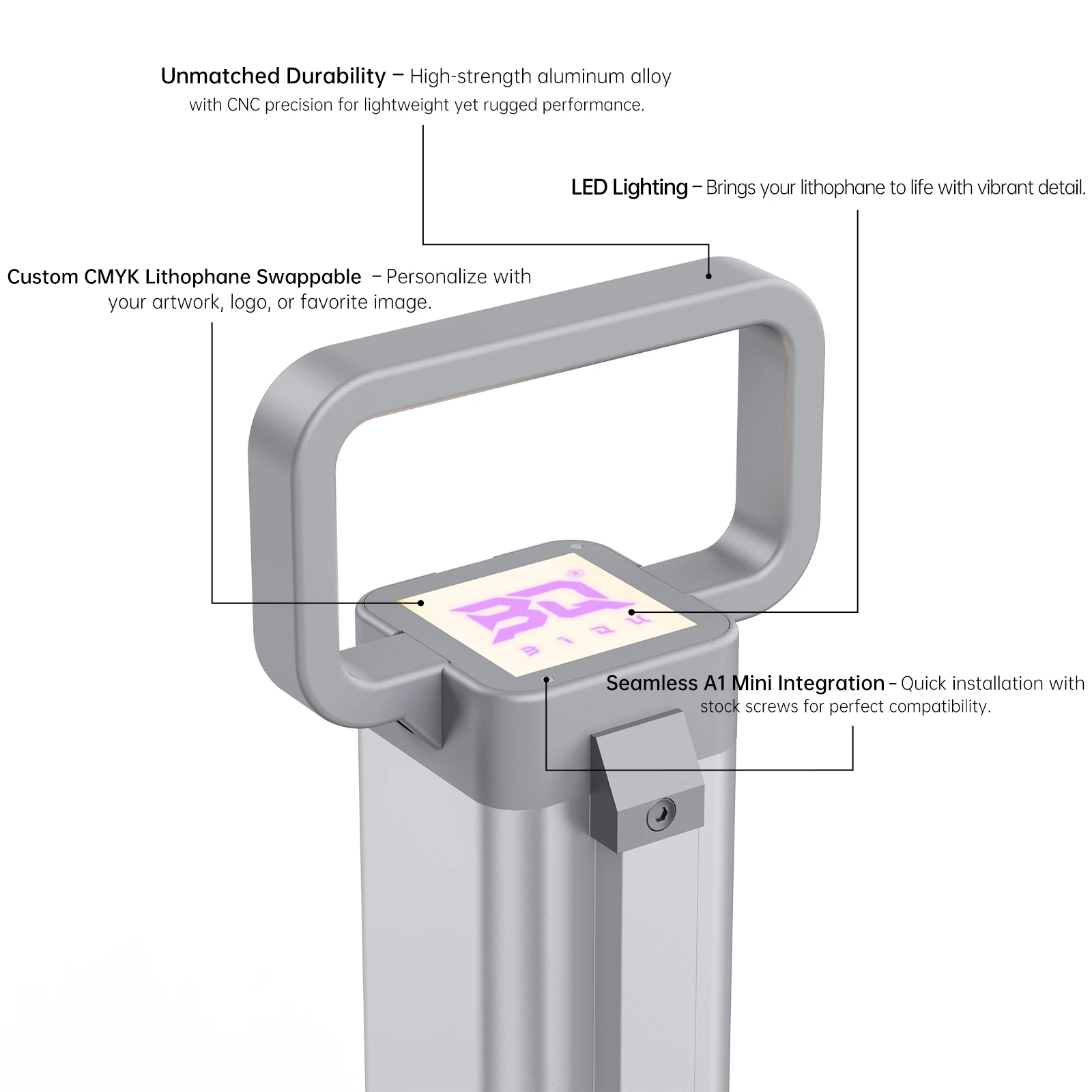 BlQU Panda Hue OTG personalizado CMYK lithophane intercambiable aleación de aluminio iluminación LED para Bambu Lab A1 mini - imagen 3