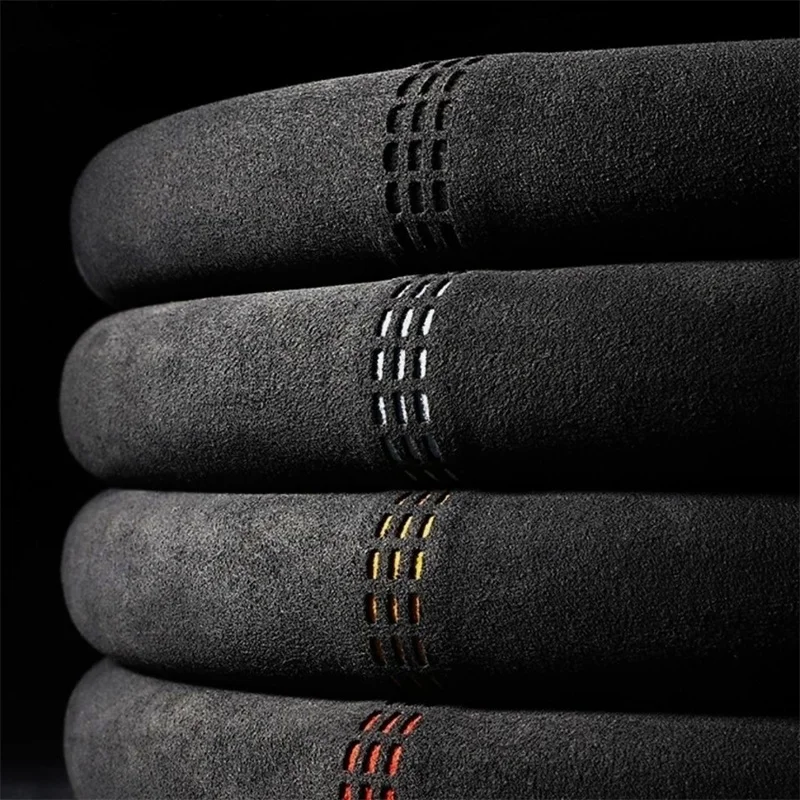 Funda de gamuza para todas las estaciones, protector para volante de coche, ultrafino, antideslizante, redondo, transpirable, en forma de D