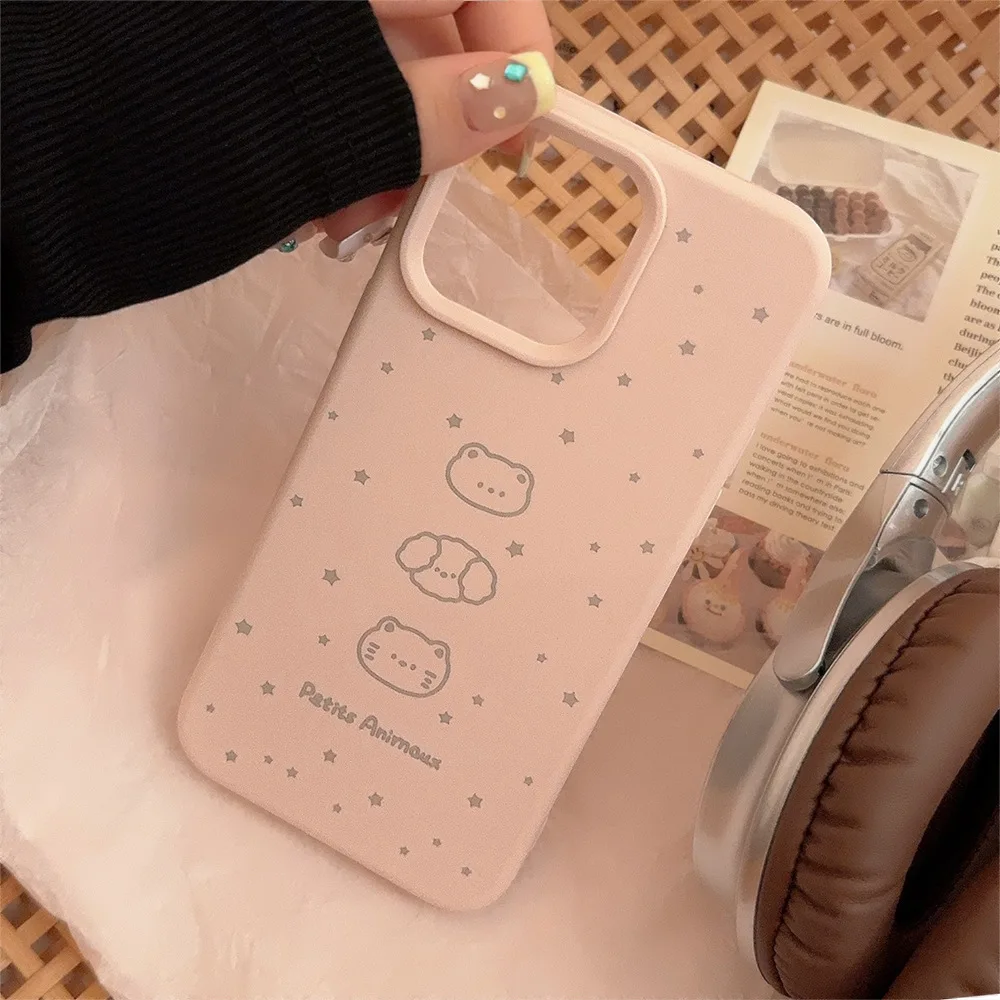 Fundas de teléfono con dibujos de animales y estrellas para iPhone, Fundas protectoras minimalistas, 16 Plus Pro Max, 15, 14, 13, 12 - imagen 4