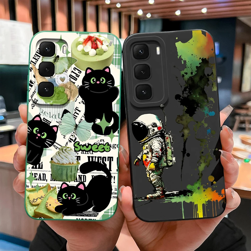 Para Infinix Hot 60 60i 5G funda de moda con patrones de gato negro carcasa de teléfono para Infinix Hot60 funda de silicona líquida suave a prueba de golpes - imagen 3