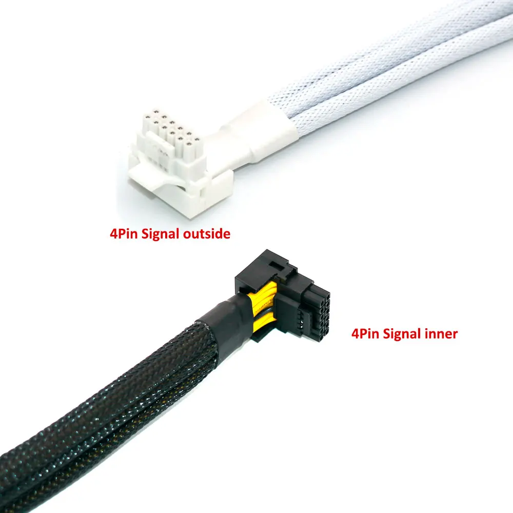 Cable de alimentación blanco de 12VHPWR a 3x8 pines CPU/ATX/EPS negro 90gegree PCIE 5,0 12 + 4Pin PSU Cable Modular para Corsair tipo 4 - imagen 3