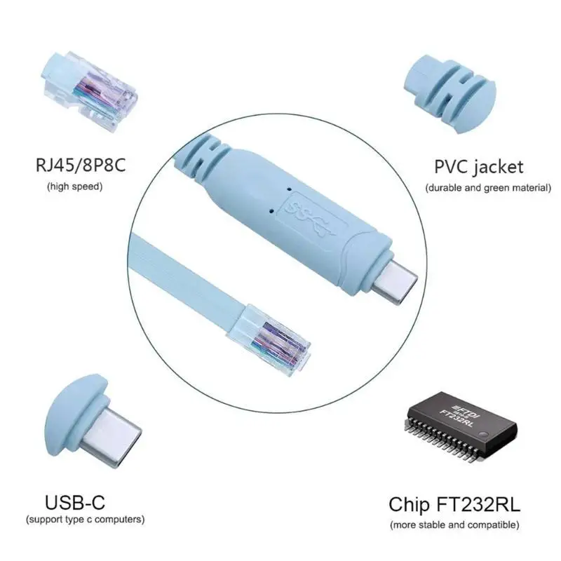 Cable consola R53C, 6 pies USB Tipo C a RJ45 Adaptador serial Convertidor esencial para ubicuidad TP-Link Router - imagen 4