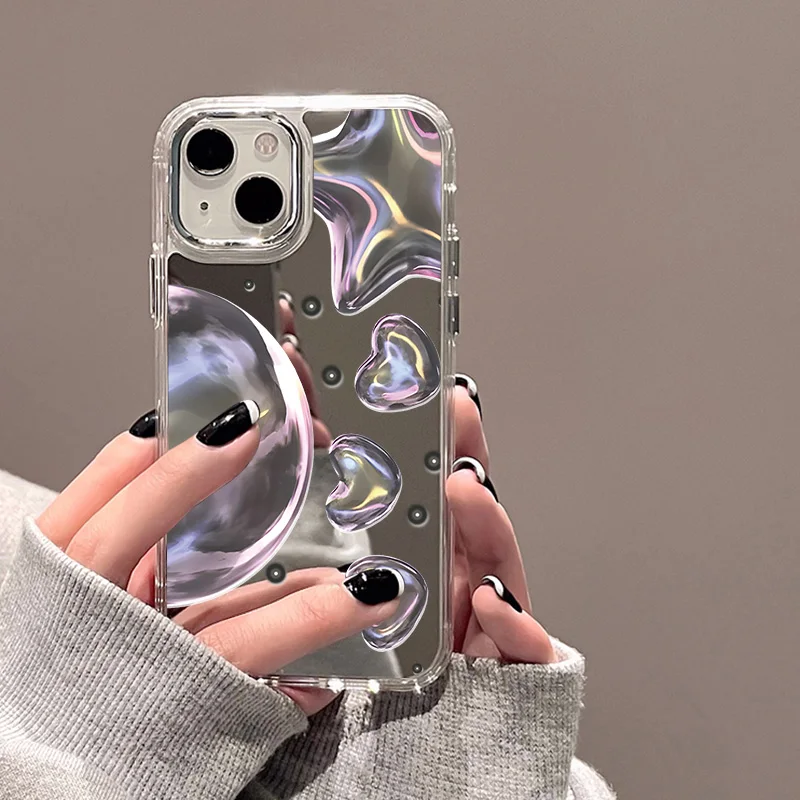 Bonita funda de teléfono con espejo y letras en inglés para iPhone 16 Pro Max, funda suave a prueba de golpes para iPhone 11 12 13 15 14 Pro Max XR X XS Max - imagen 4