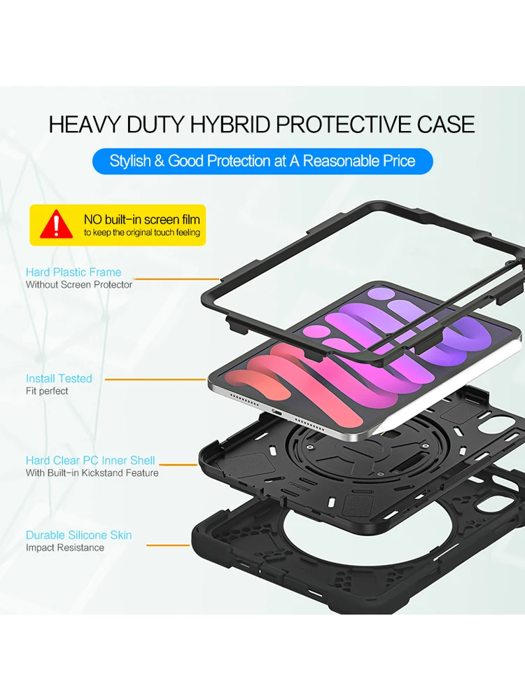 HUWEI para iPad Mini 7 funda A17 Pro 2024 iPad Mini 7 a/6 a generación funda para tableta para niños fundas resistentes a prueba de golpes - imagen 5