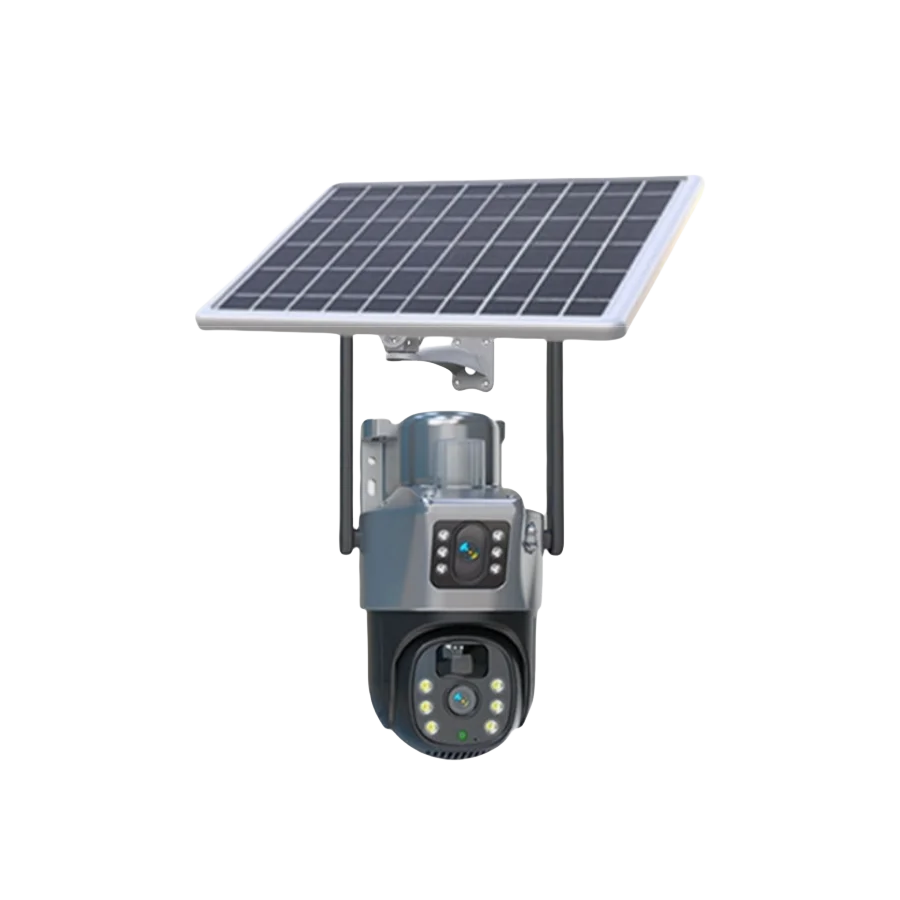 Cámara solar 4G WiFi para exteriores, cámara de vigilancia de seguridad con panel solar V380, lente dual, 360°, 8MP, 4K, CCTV, llamadas bidireccionales, IP66, resistente al agua, visión nocturna PIR, batería grande, se - imagen 2